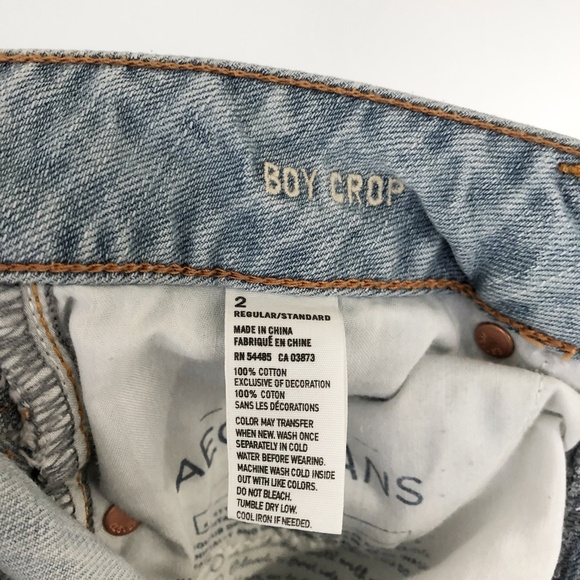 Jeans Size 2 American Eagle Boy Crop Light Wash Distressed - Picture 7 of 7
